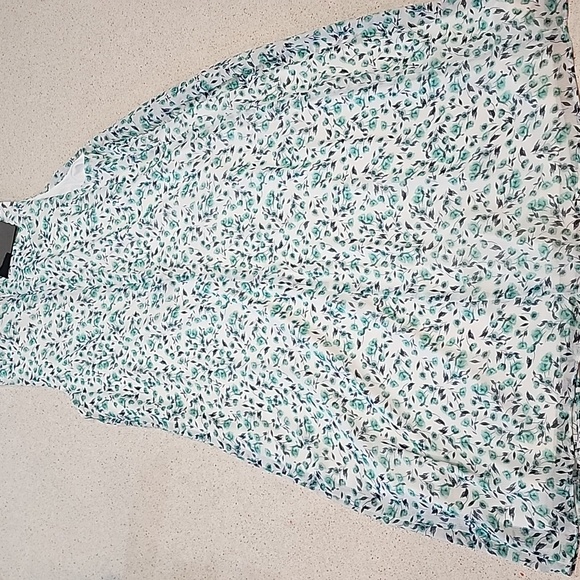 Dkny Sz 6 Women Floral Green Black White Dress Swing - Picture 8 of 11